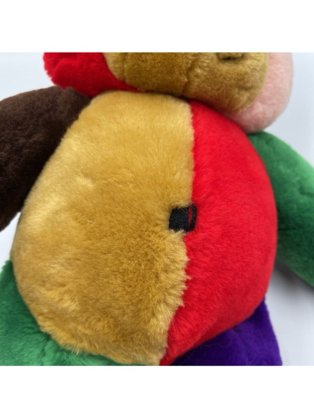 Vtg 1996 Peef Bear Christmas Teddy Colorblock Plush Stuffed Animal 14" Squeaker - Picture 9 of 15